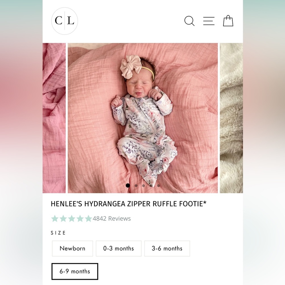 CADEN LANE HENLEE'S HYDRANGEA ZIPPER RUFFLE FOOTIE